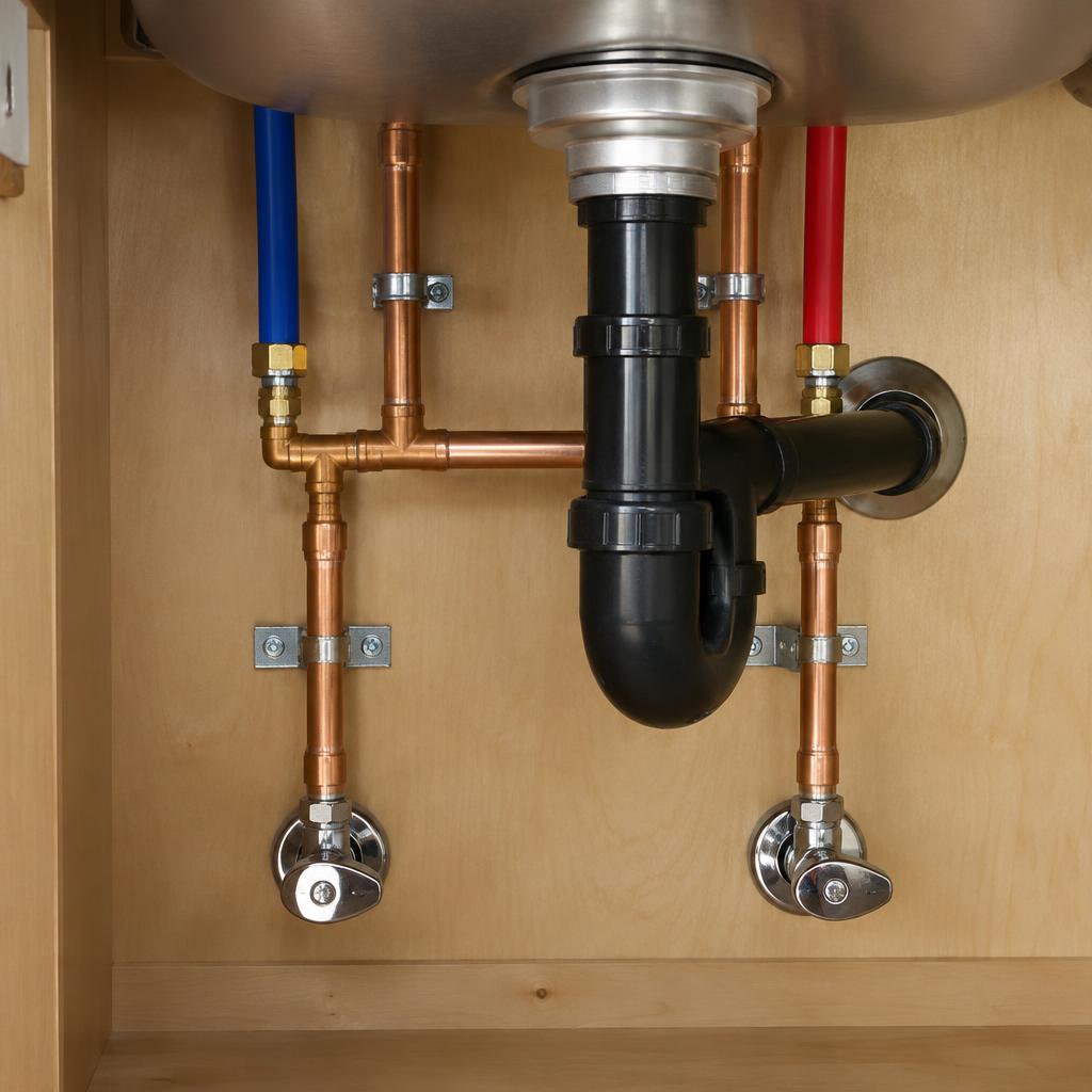 Under-sink supply & drain re-pipe